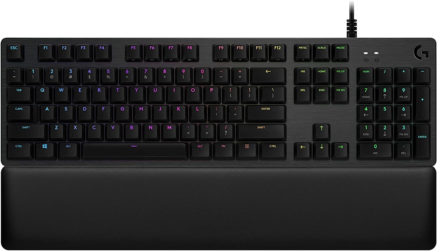 The gaming keyboard on a blank background