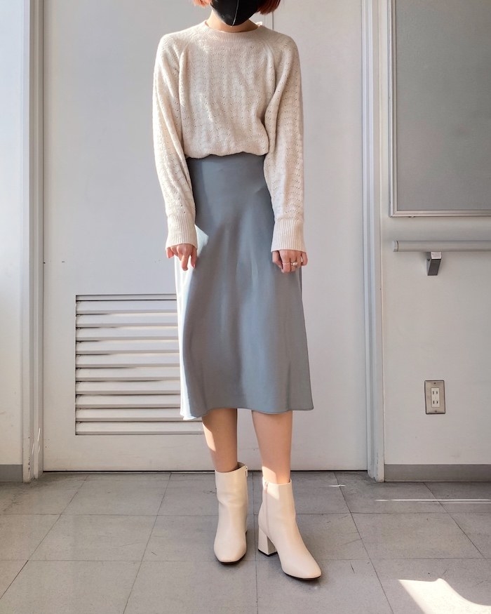 UNIQLO サテン ナローフレアスカート XL 光沢 艷やか - 通販 - www
