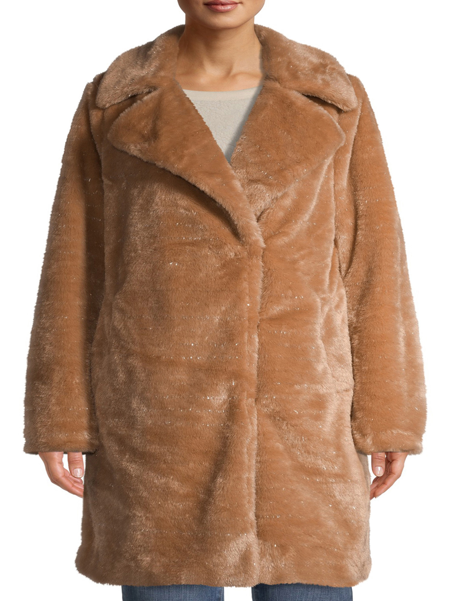 Model in faux fur coat 