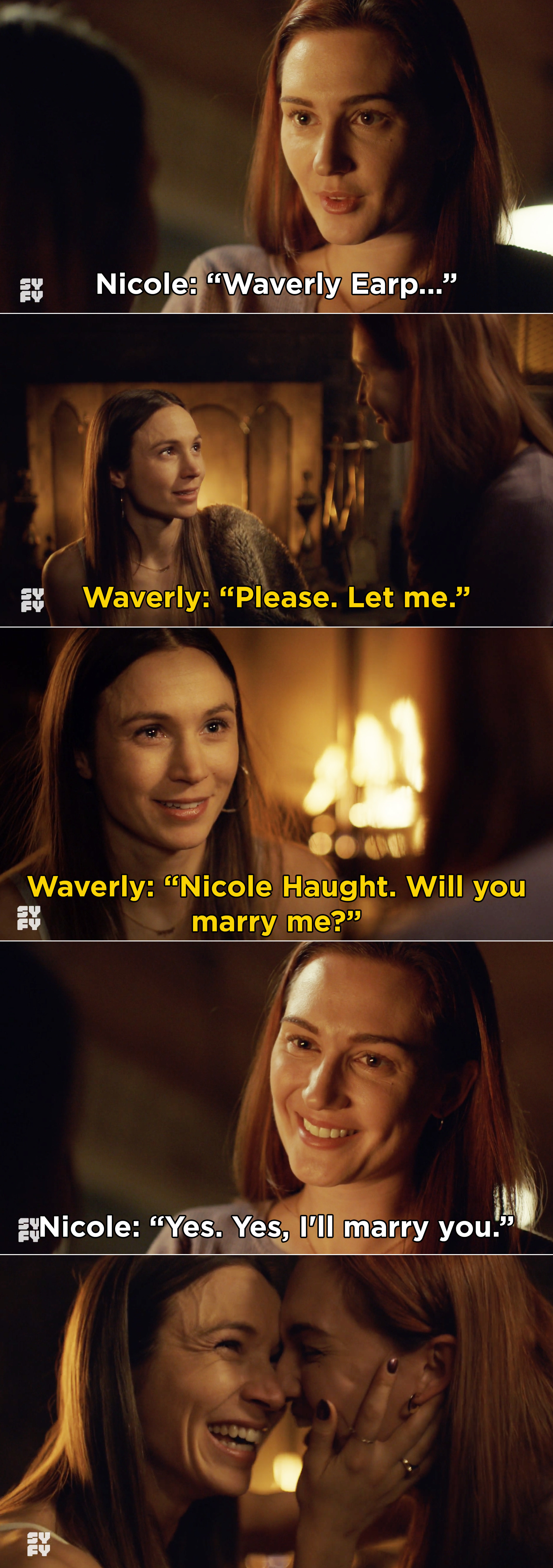 Waverly asking Nicole to marry her and Nicole saying yes