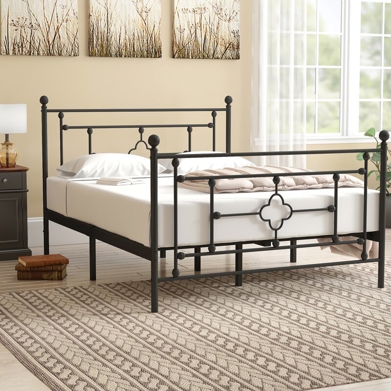 the winston porter kiester platform bed in a decorated bedroom