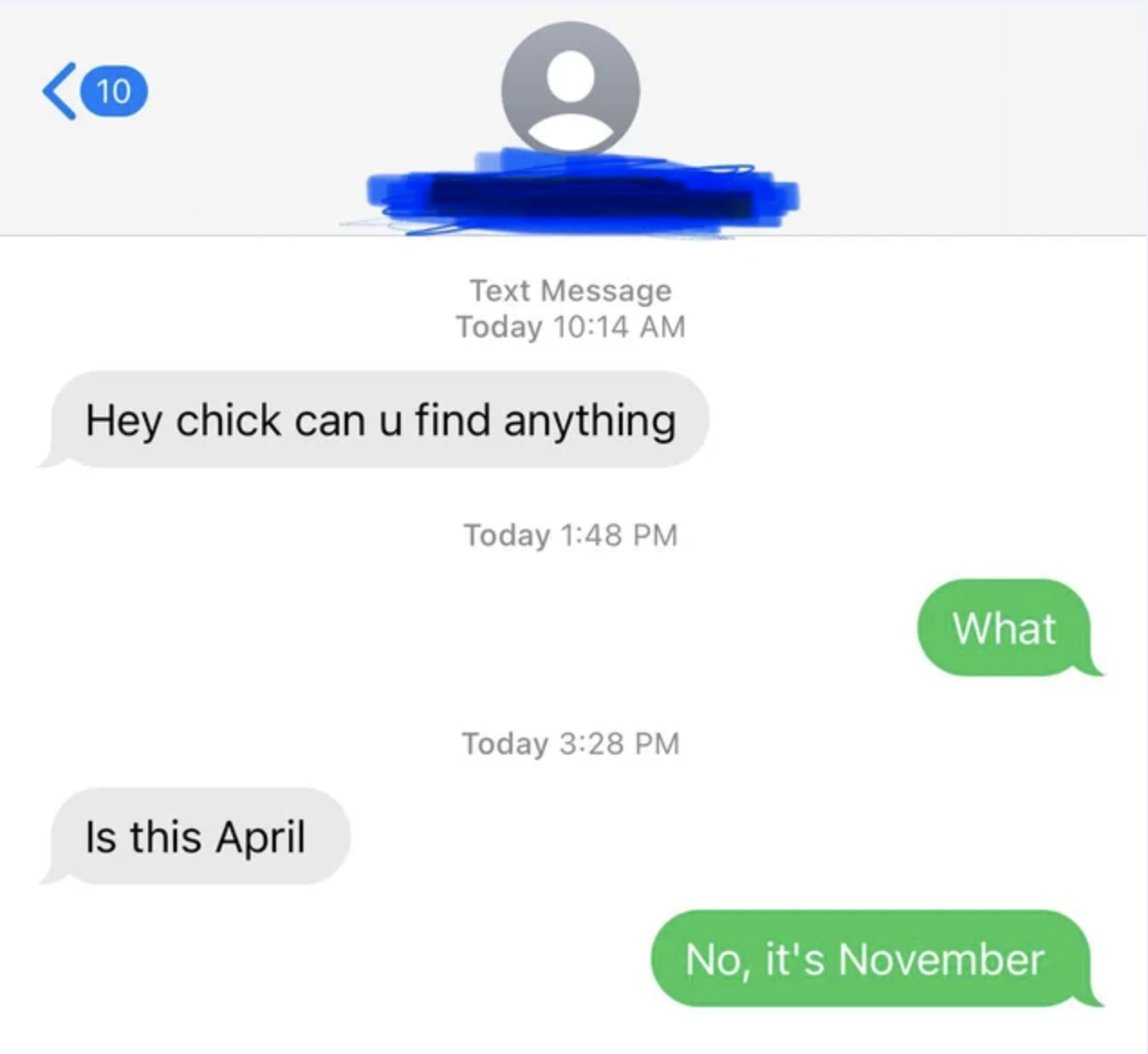 wrong number text asking for april and the other person says it&#x27;s november