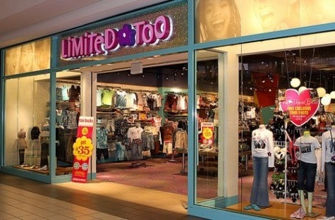 An old Limited Too storefront in a mall