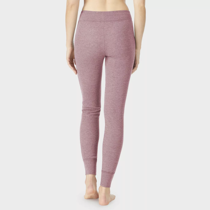 Model wearing mauve waffle thermal leggings from Warm Essentials by Cuddl Dudds