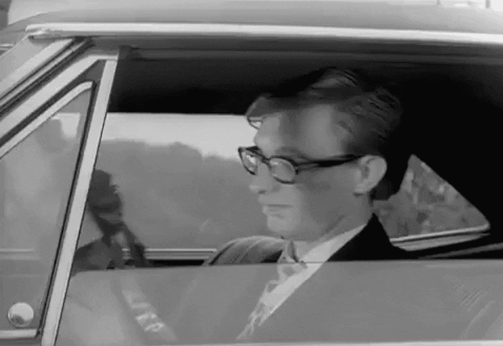 Johnny (Russell Streiner) rolls up his window in &quot;Night of the Living Dead&quot;