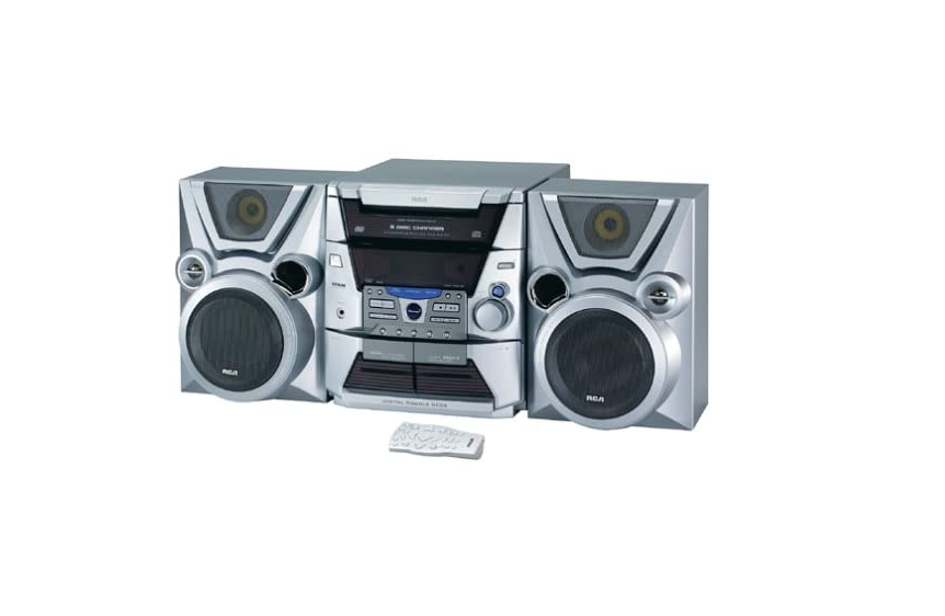 a boombox with a remote