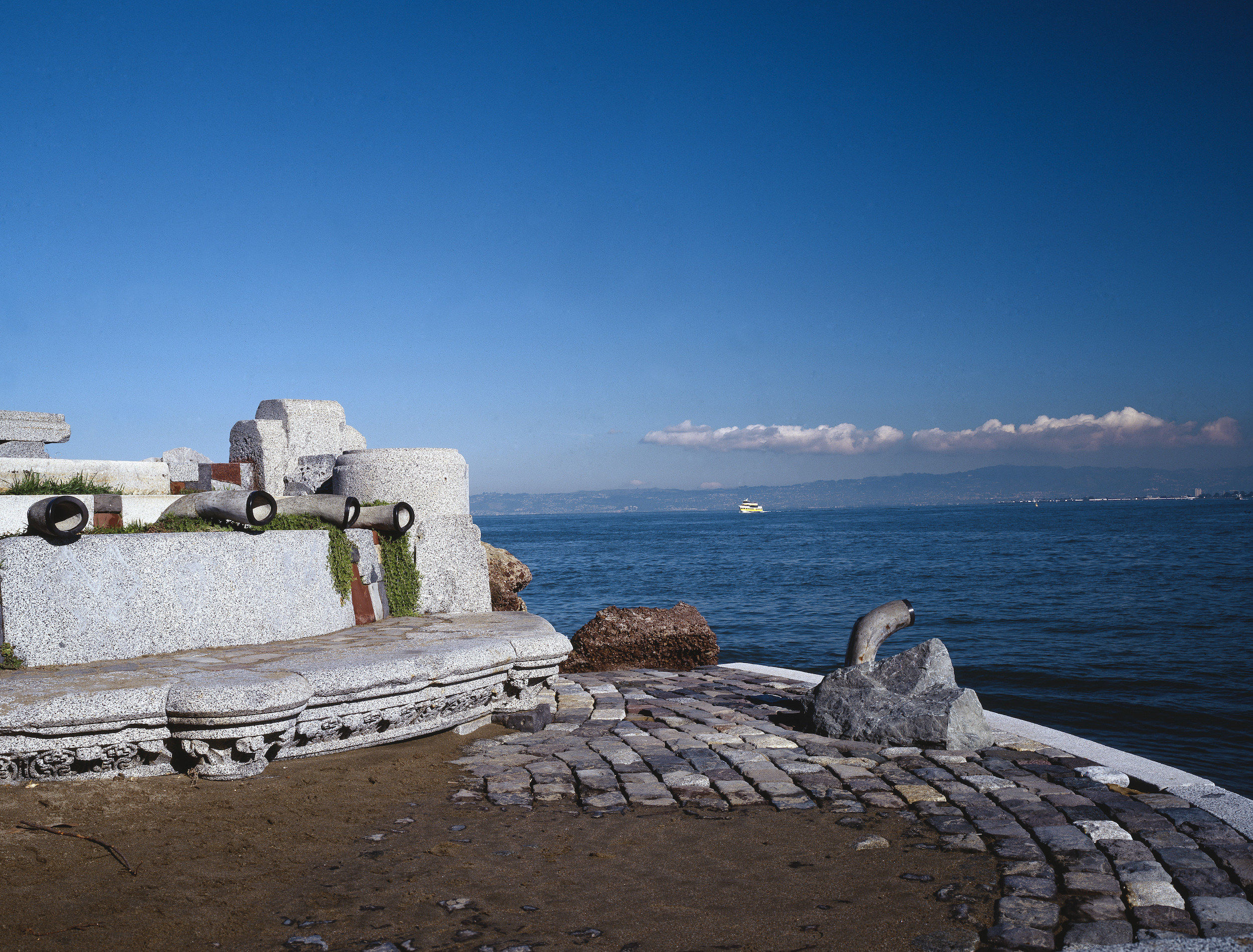 Concrete and cobblestones on the ocean