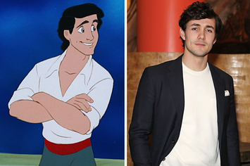 A still of Prince Eric from "The Little Mermaid" and a photo of Jonah Hauer-King