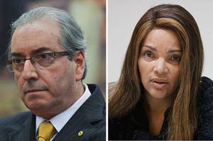São duas imagens: a primeira mostra o ex-deputado Eduardo Cunha e a deputada Flordelis.