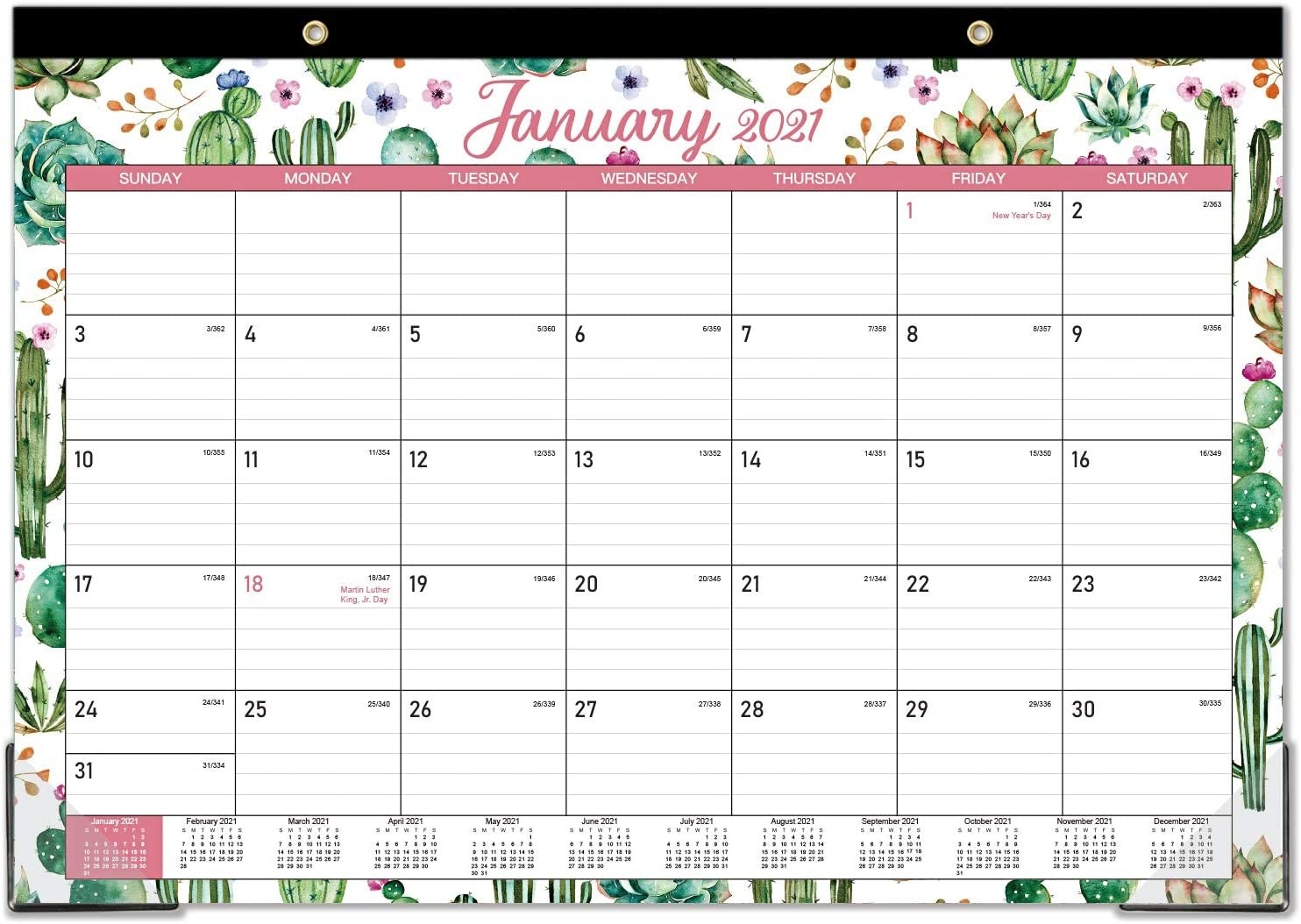desk calendar with a succulent motif