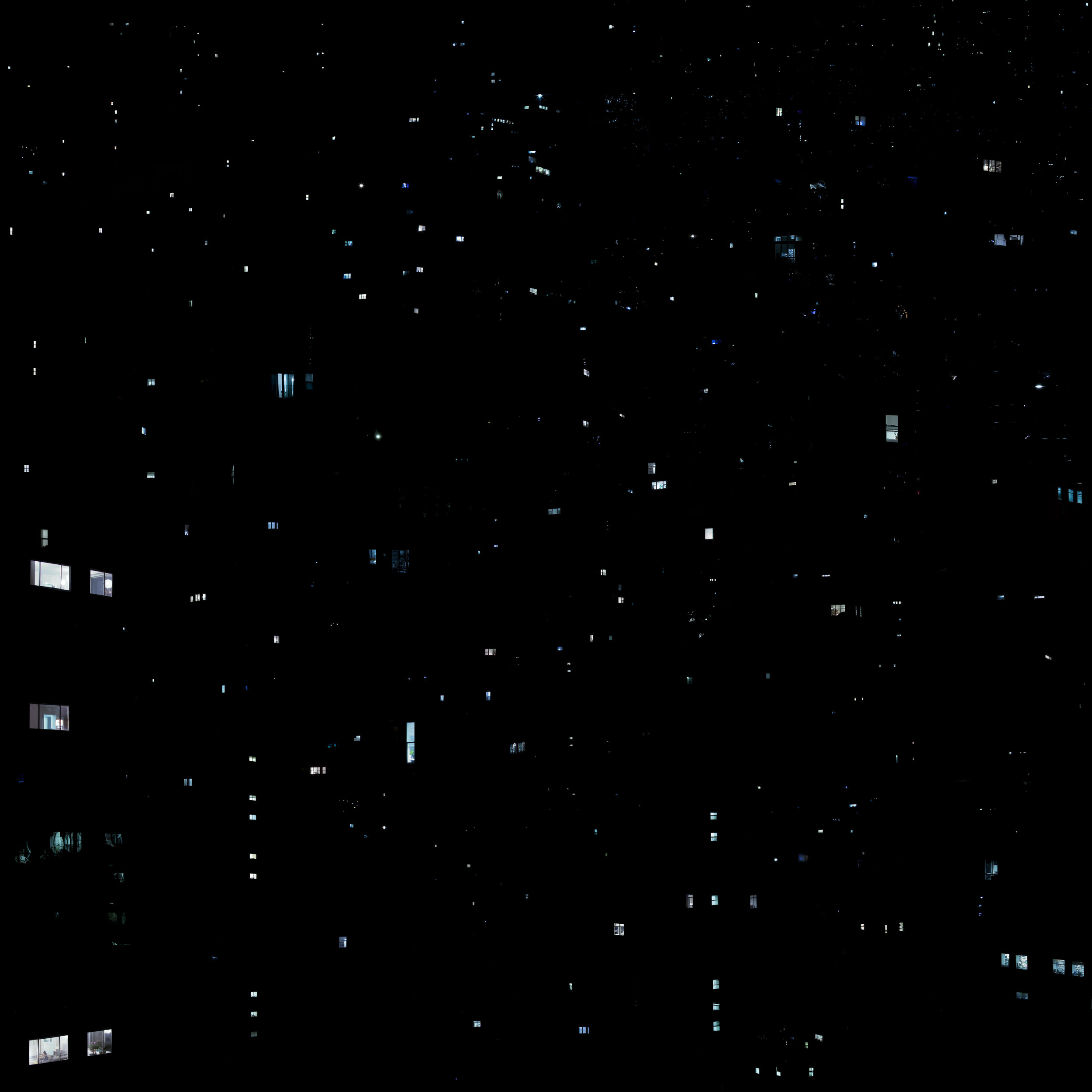 Windows from many apartment buildings that look like stars