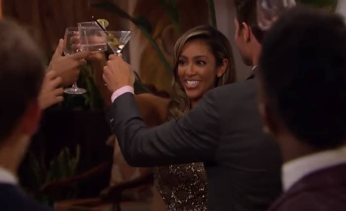 Tayshia meeting the contestants as the new Bachelorette 