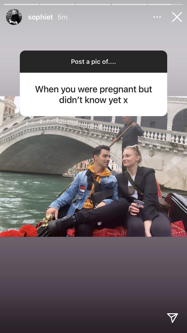 Sophie and Joe Jonas sitting in a gondola and looking into one another&#x27;s eyes