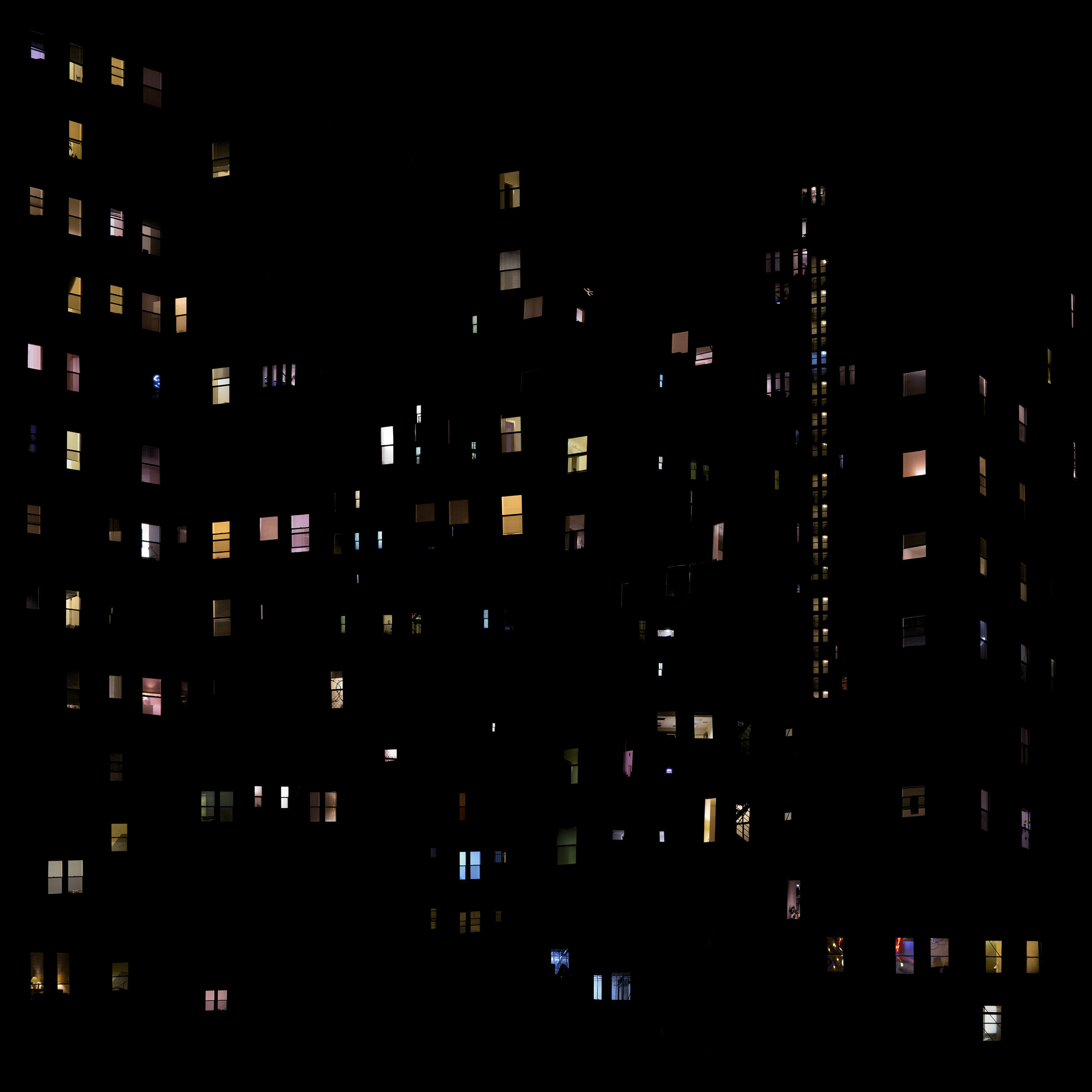 Windows from many apartment buildings 