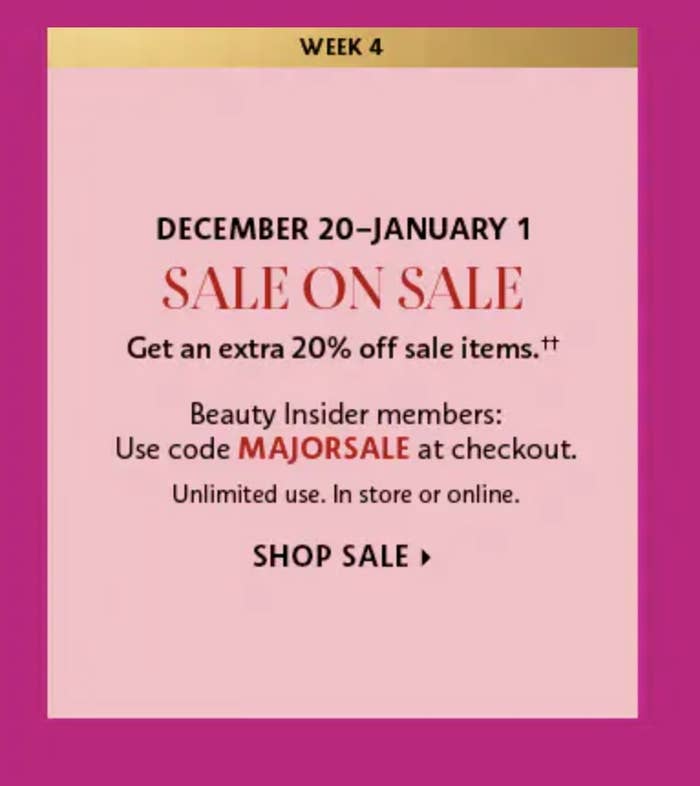 The details of the Sephora sale written out