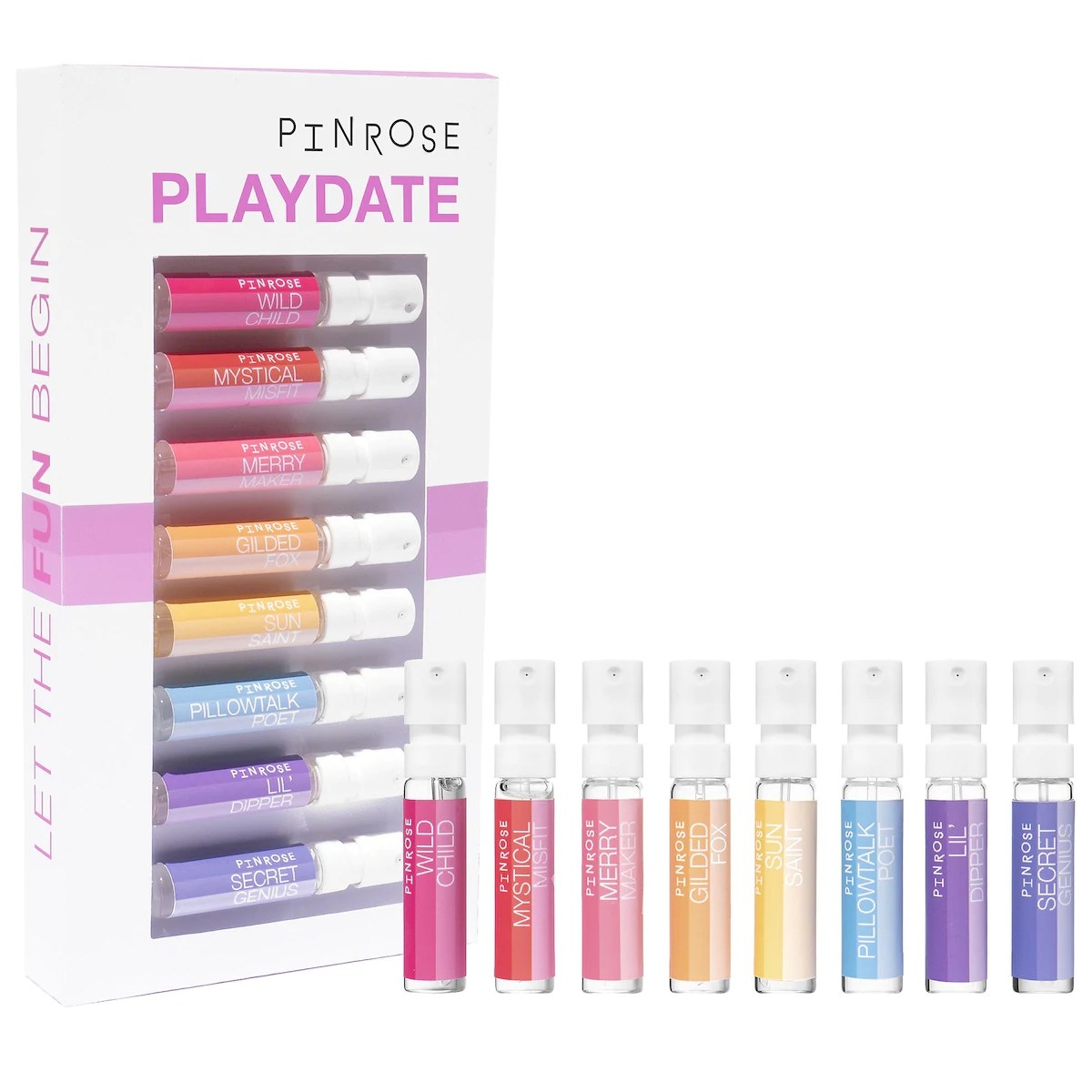 The perfume discovery set with eight colorful vials 