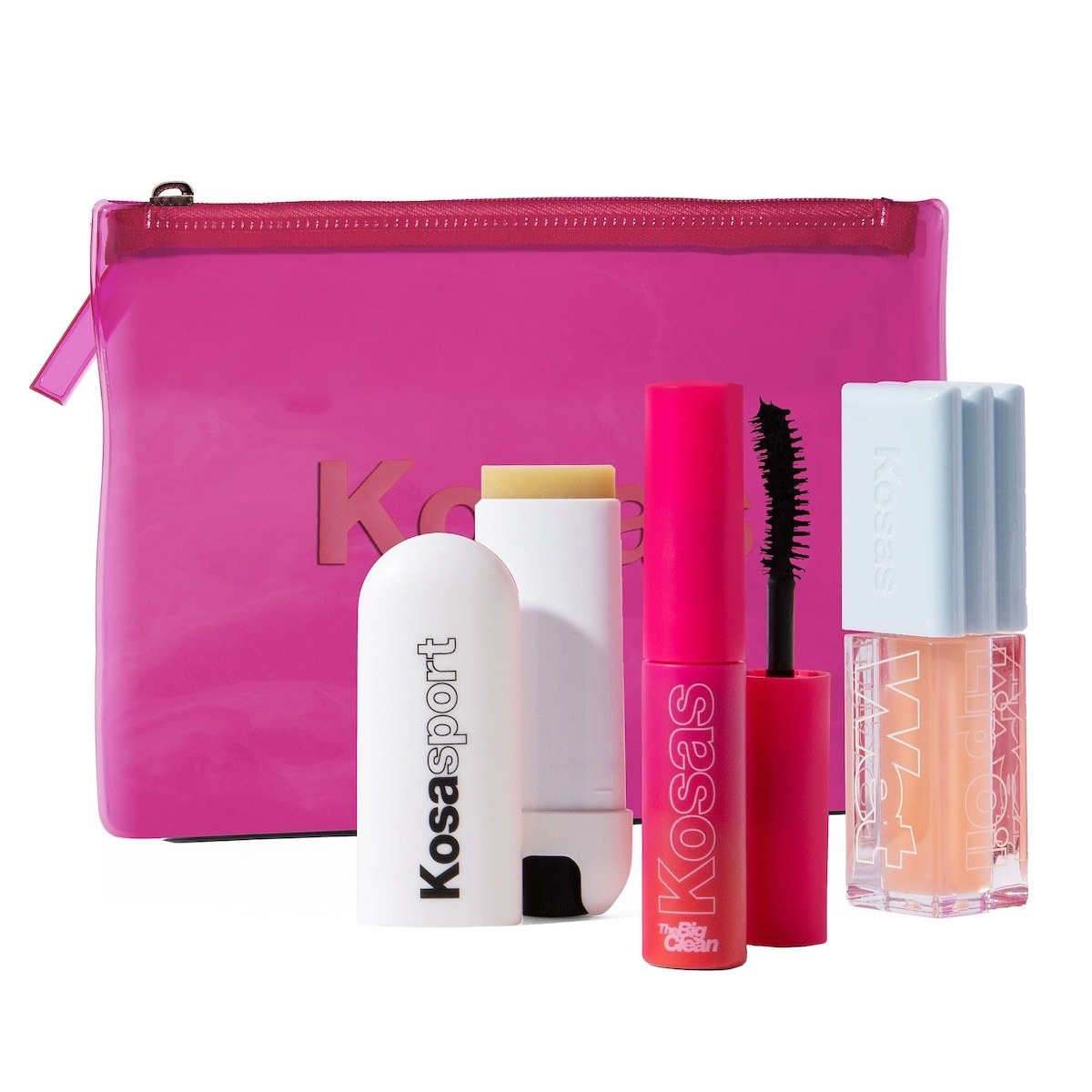 The Kosas set that comes with a little pink makeup bag