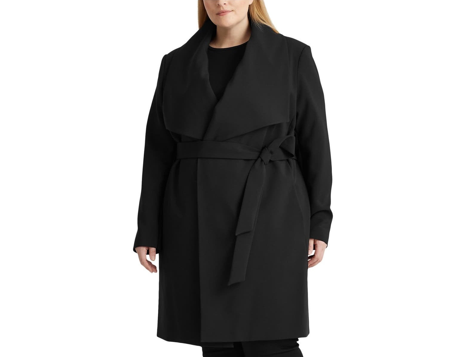 Model wearing the coat in black