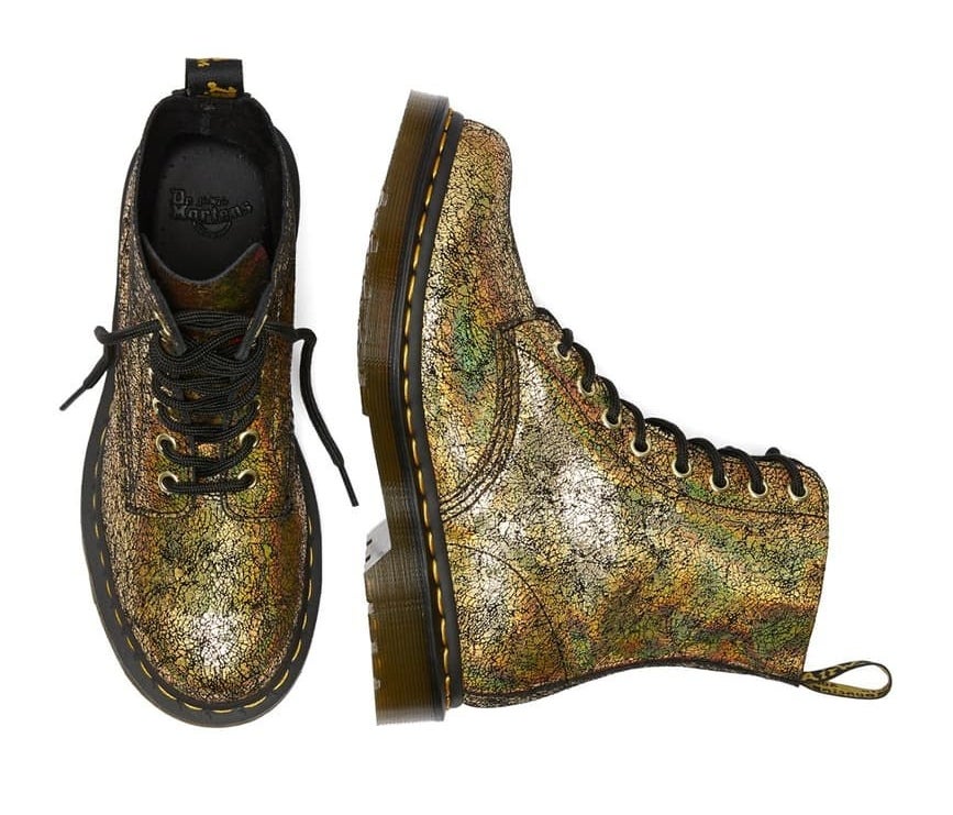 gold shimmery doc martens