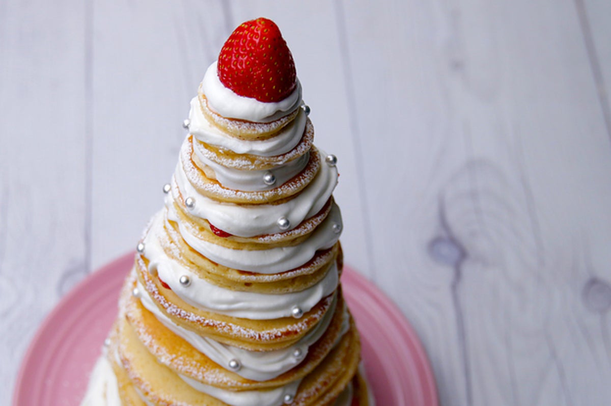 パンケーキミックスで作るクリスマスツリーパンケーキ