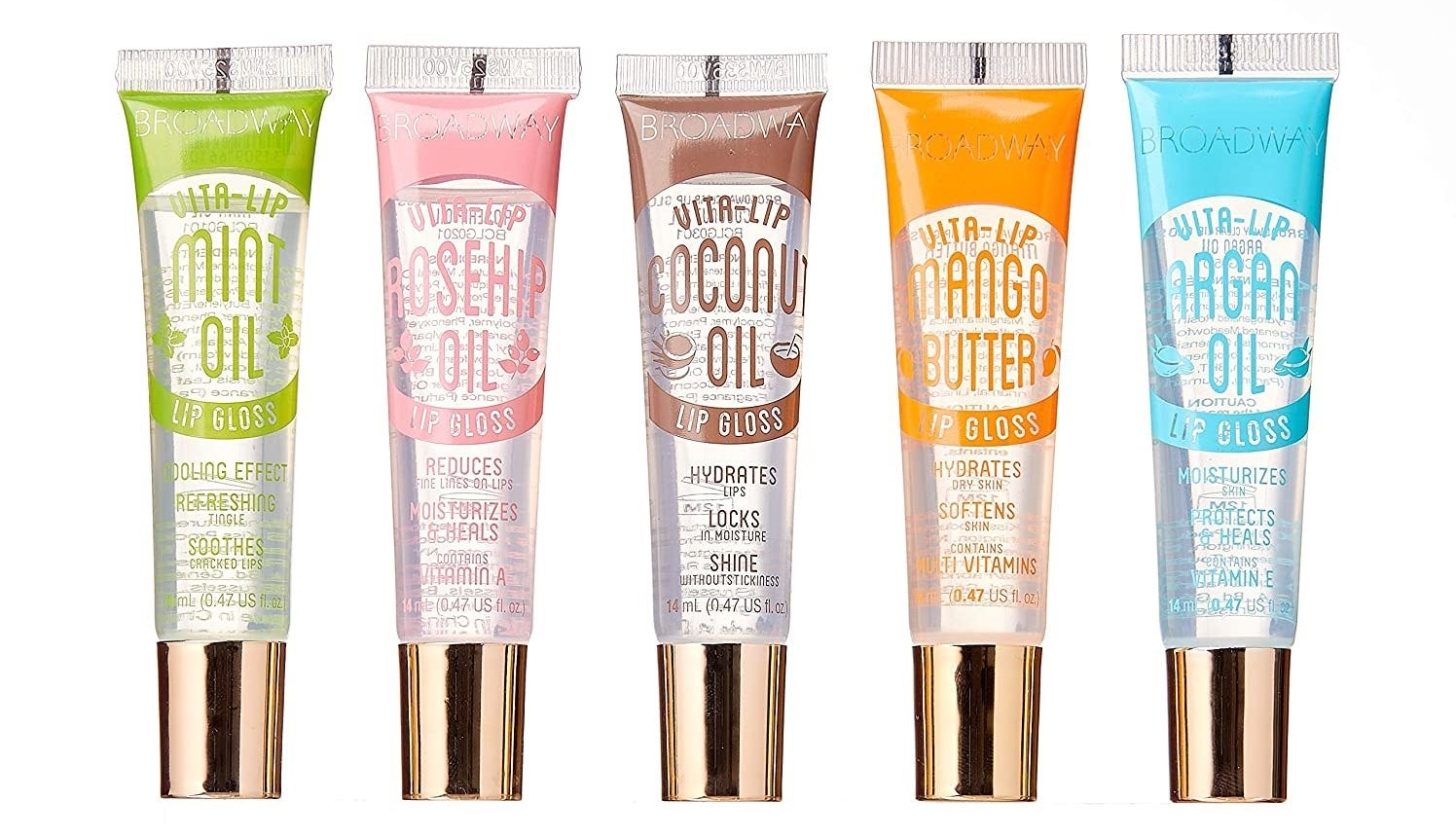 the five tubes of lip gloss