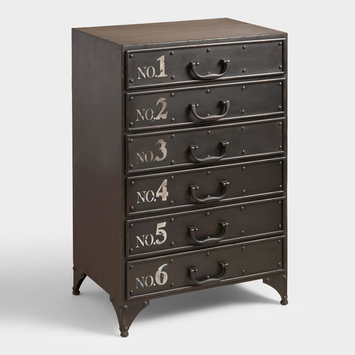 metal look accent table with number drawers