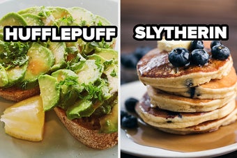 hufflepuff avocado toast and slytherin blueberry pancakes