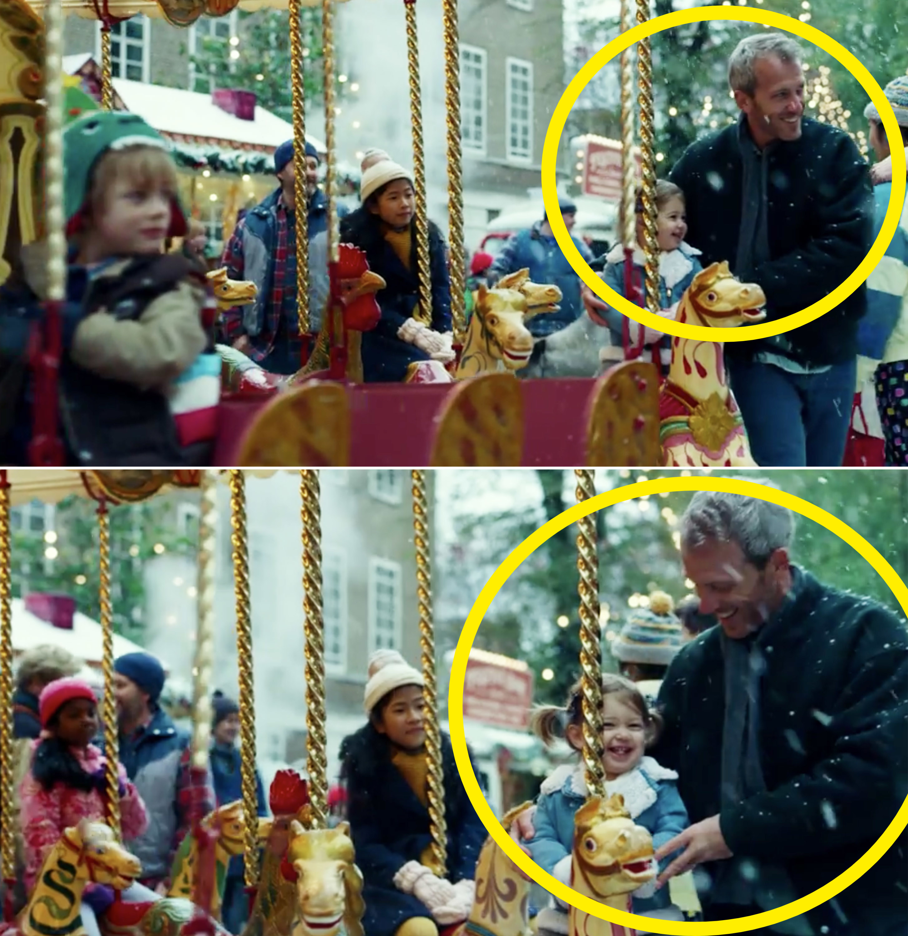 Yaron and Maya laughing on the merry-go-round