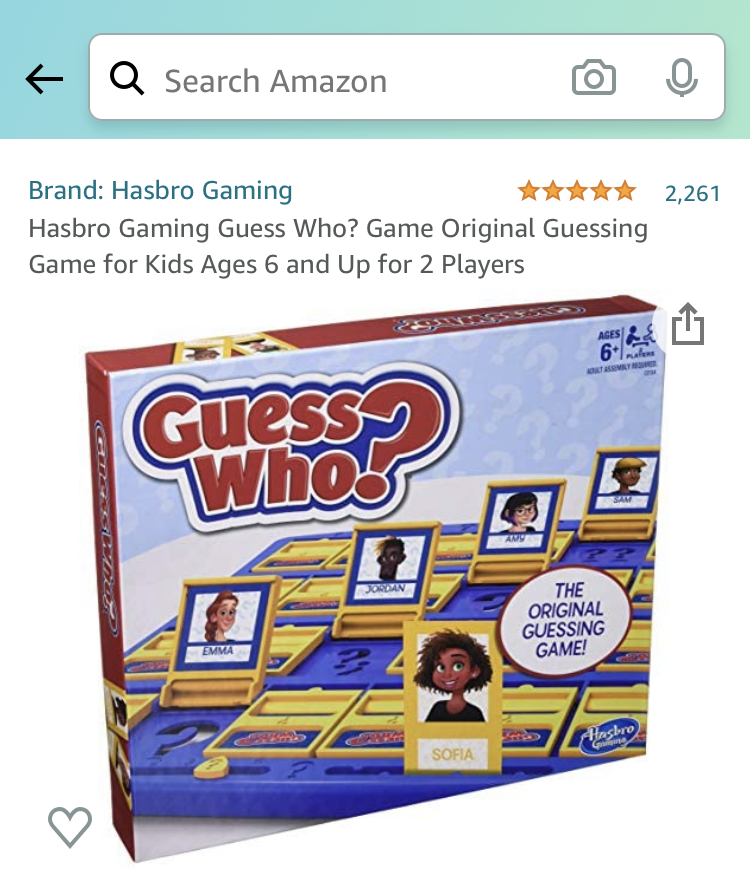 Screenshot of the Guess Who? board game on the shopping app 