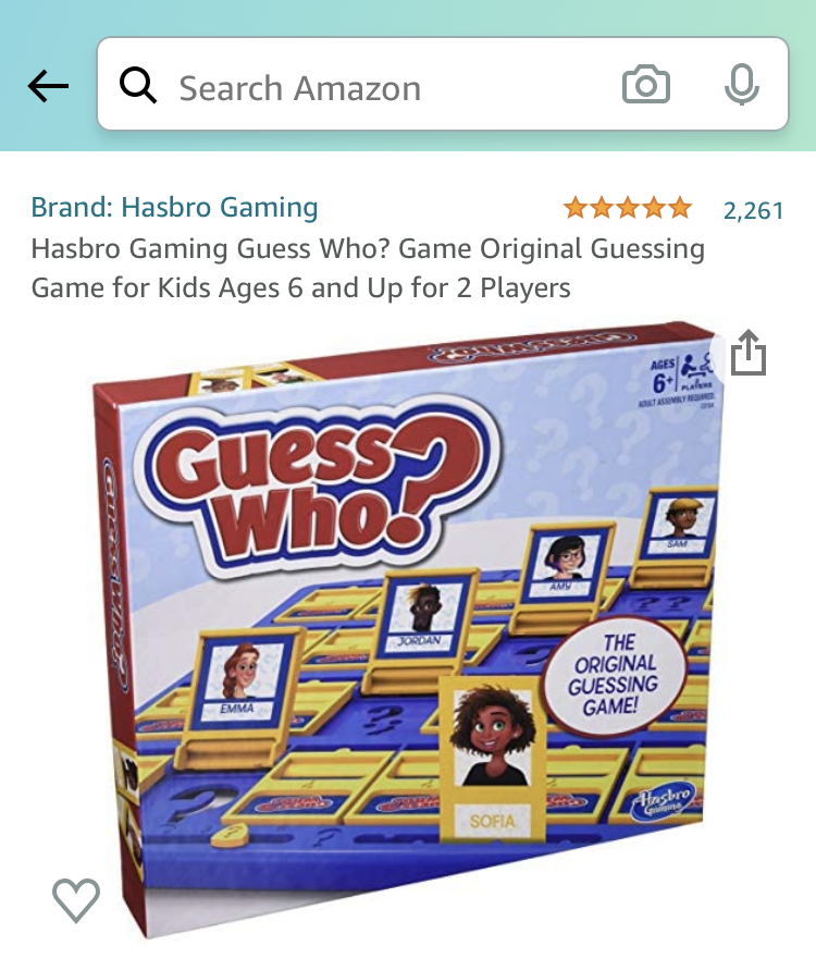Screenshot of the Guess Who? board game on the shopping app