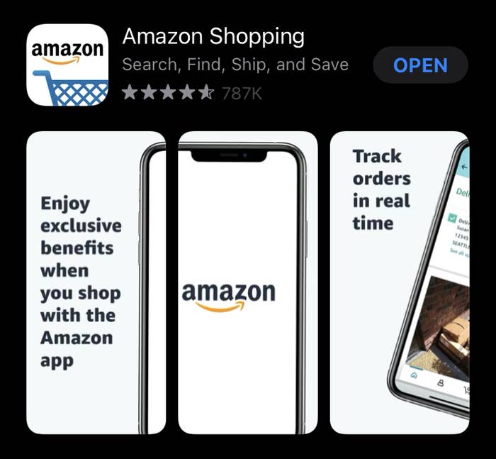 Screenshot of the Amazon app inside of the iOS app store