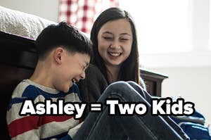 2 kids with the words "Ashley = Two kids"