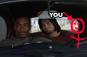 sam bucky and a stick figure drawn in with a label that says you