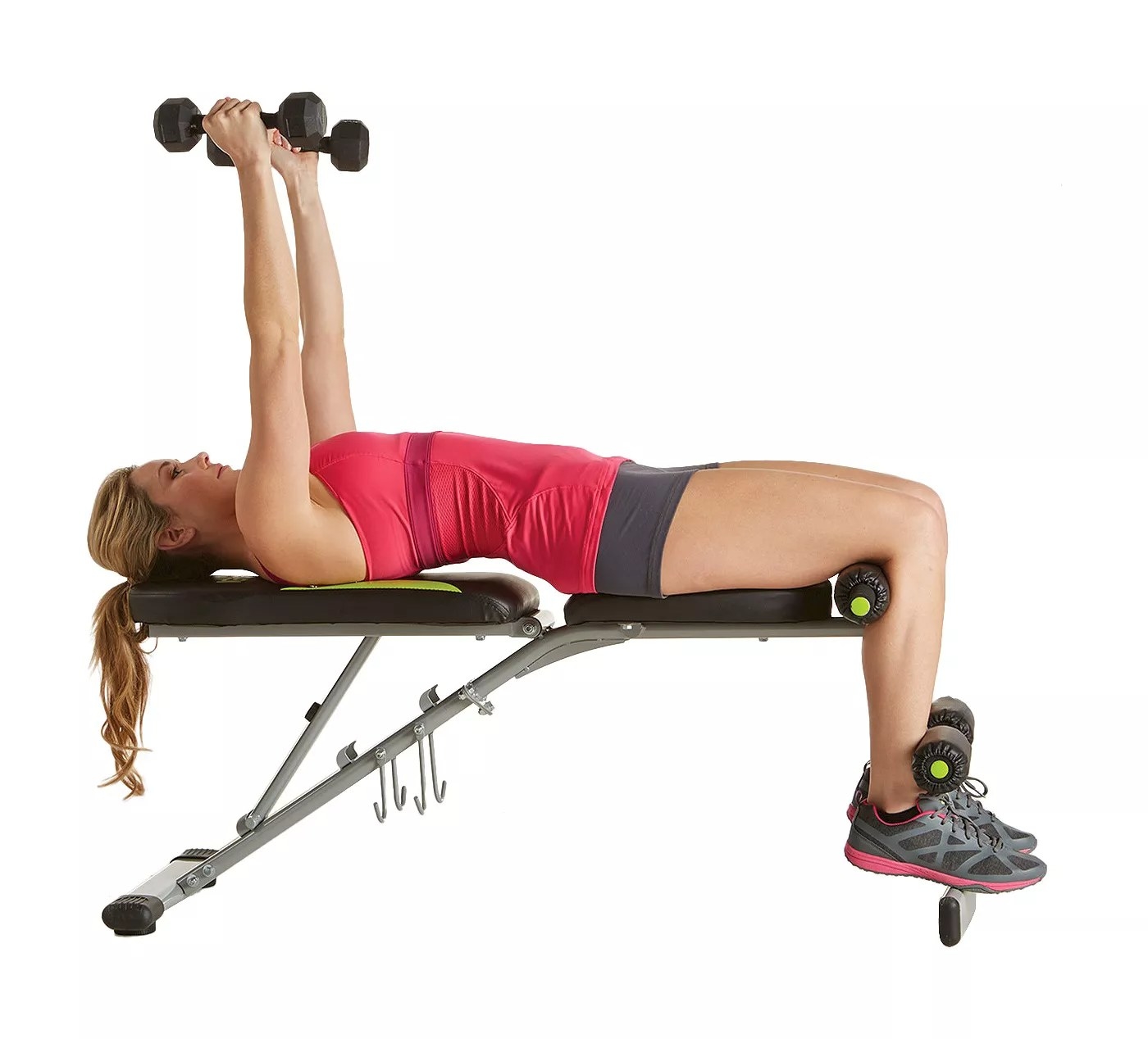 A model using the fitness bench at the lowest setting