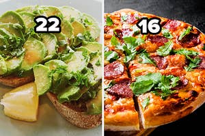 22 years old over avo toast and 16 years old over pizza
