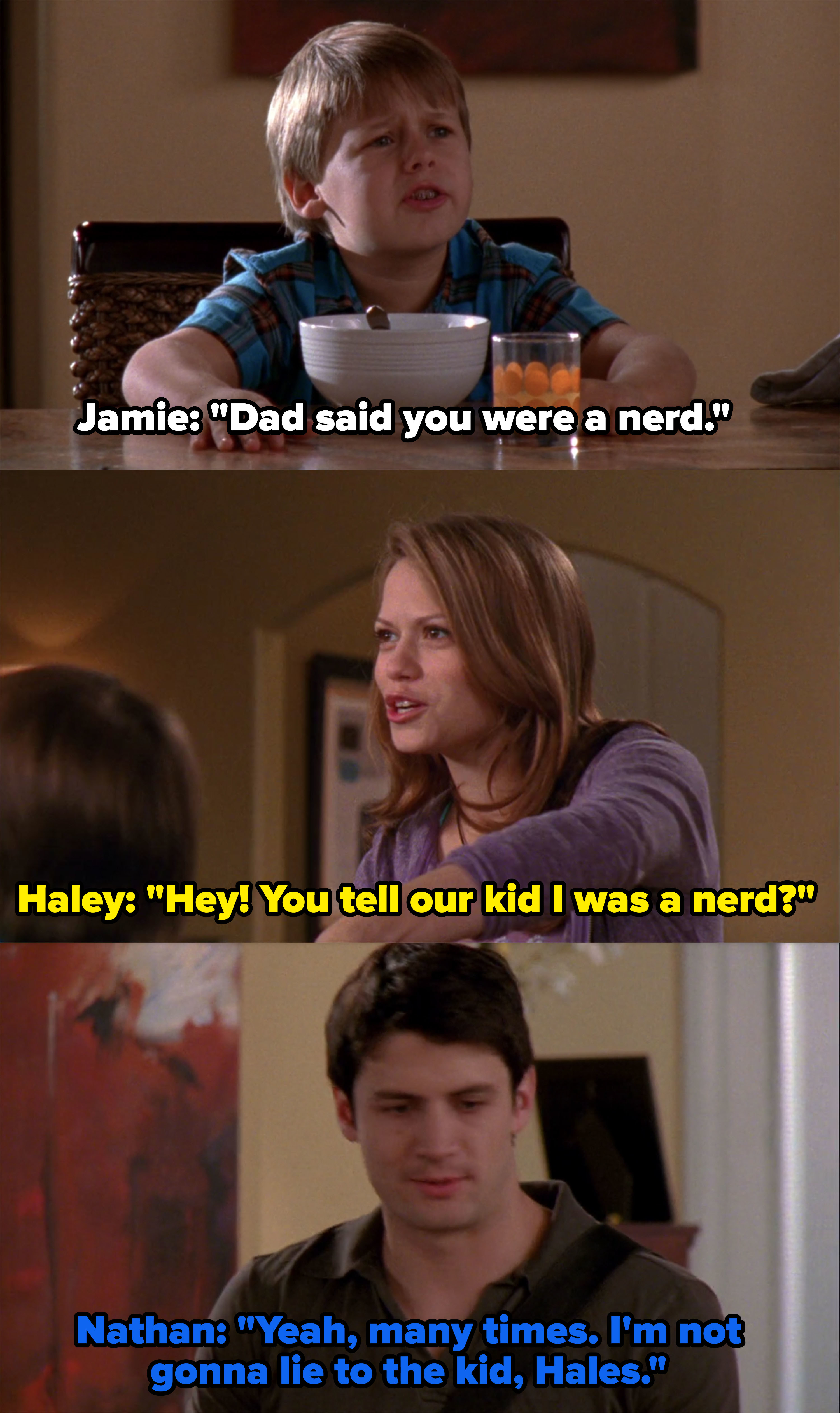 Jamie says Nathan told him Haley was a nerd in school