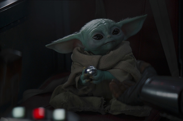 Baby Yoda listening to music on the Mandalorian set