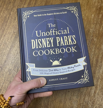 reviewer holding the cookbook 