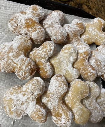 reviewer's finished mickey beignets