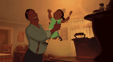 Tiana and her dad laughing