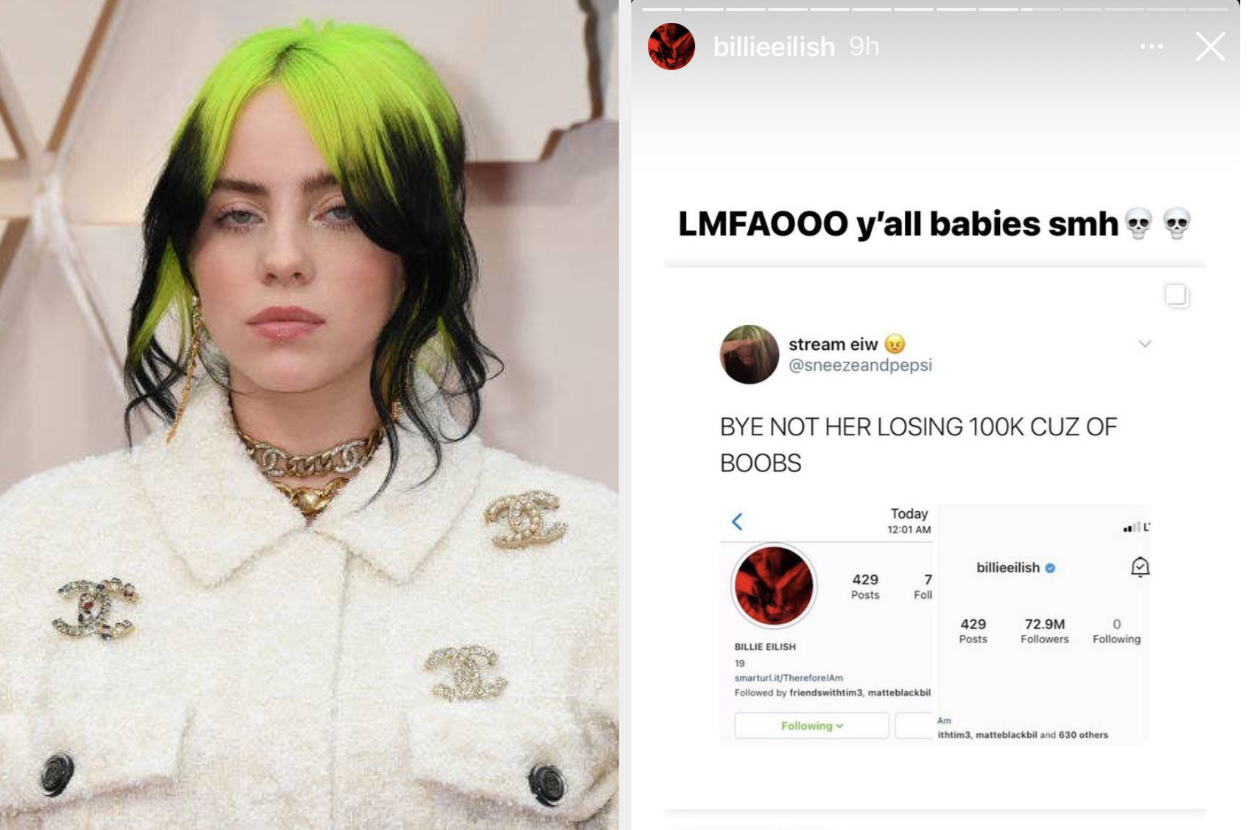 Billie Eilish Instagram Story Boob