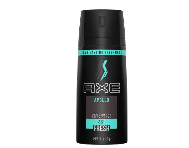 A product shot of Apollo scented AXE body spray