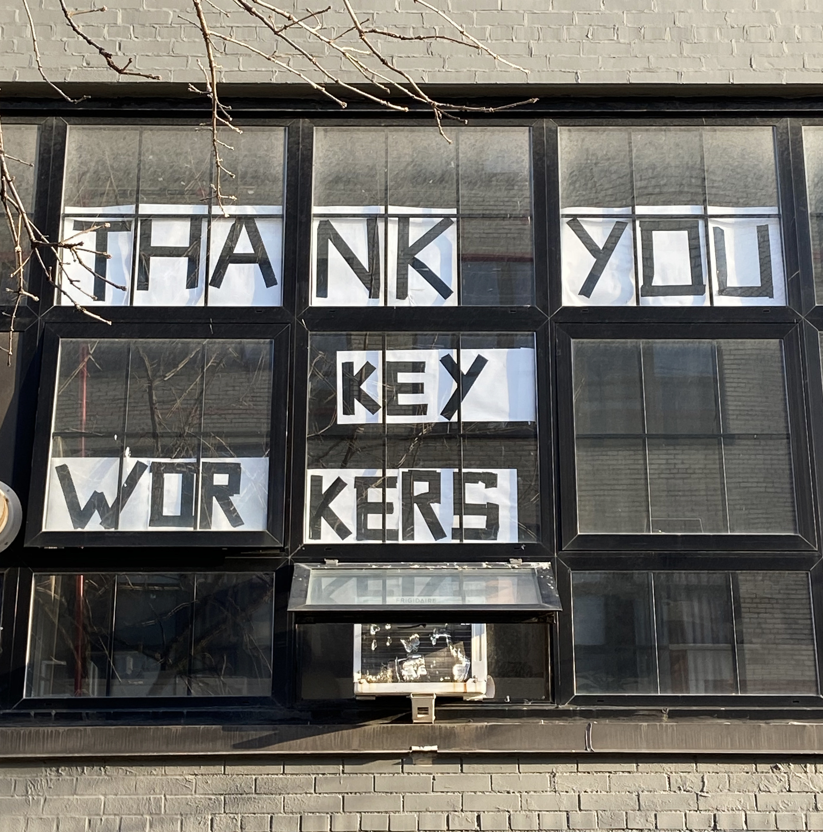 Thank You Key Workers written on windows