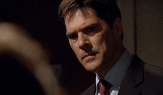 Hotch looking stoic.