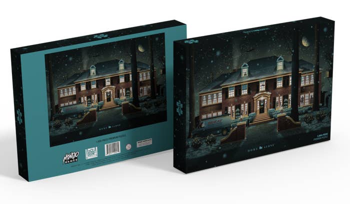 A puzzle box featuring an image of the McCallister house from Home Alone