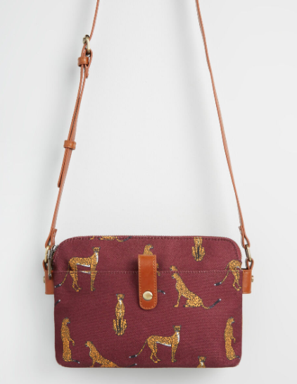 crossbody purse with cheetahs on it