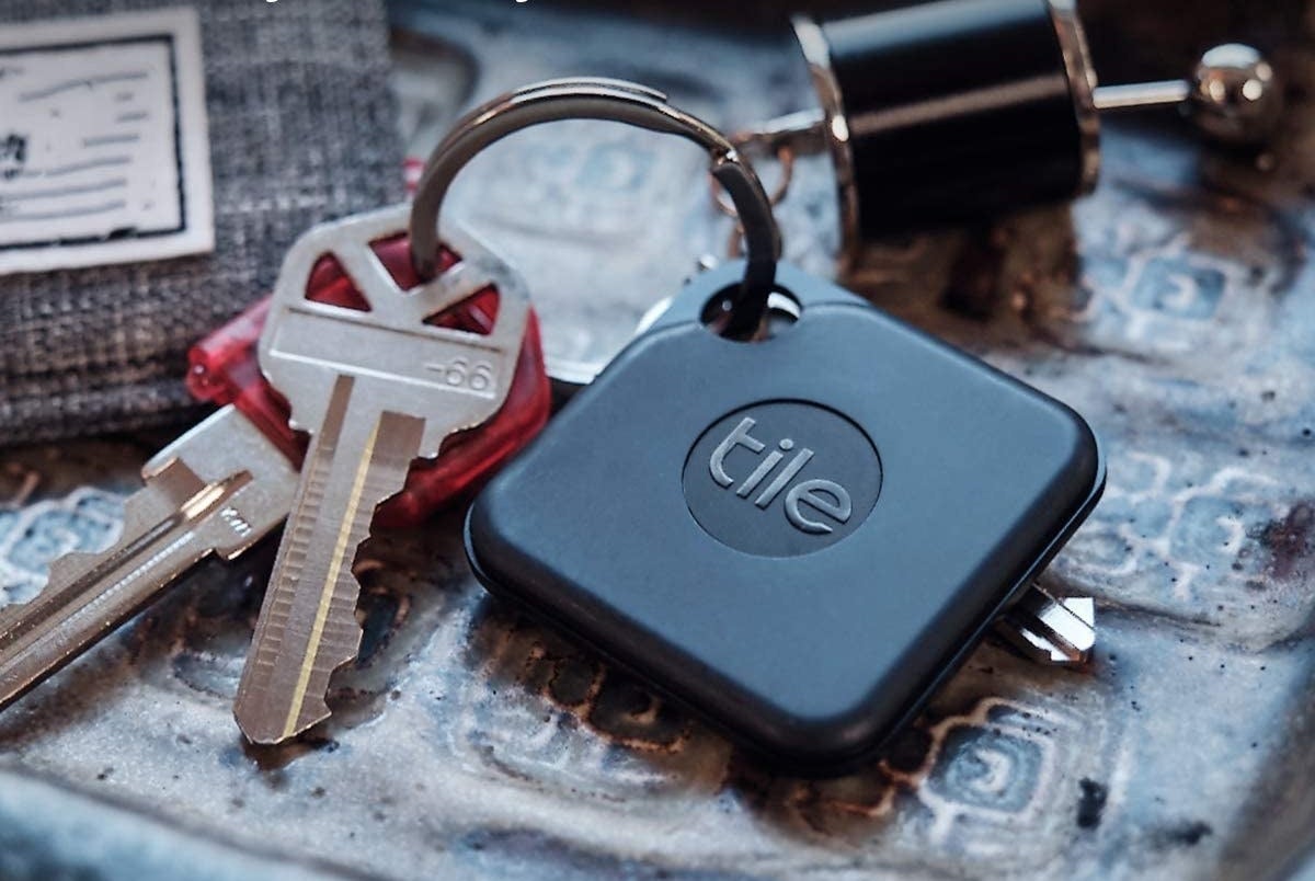 Tile pro hooked onto a keychain