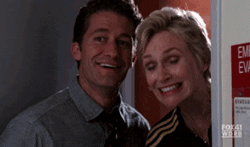 Mr. Schue and Sue giggling