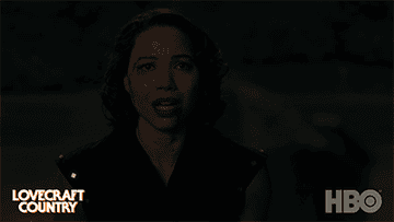 Gif of Leti Lewis from Lovecraft Country saying I love you