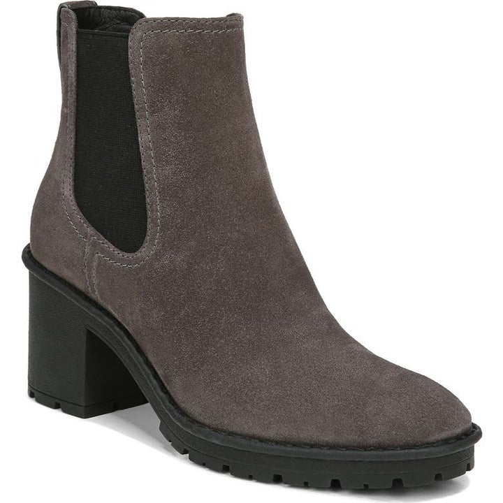 soft brown shoes with a black heel